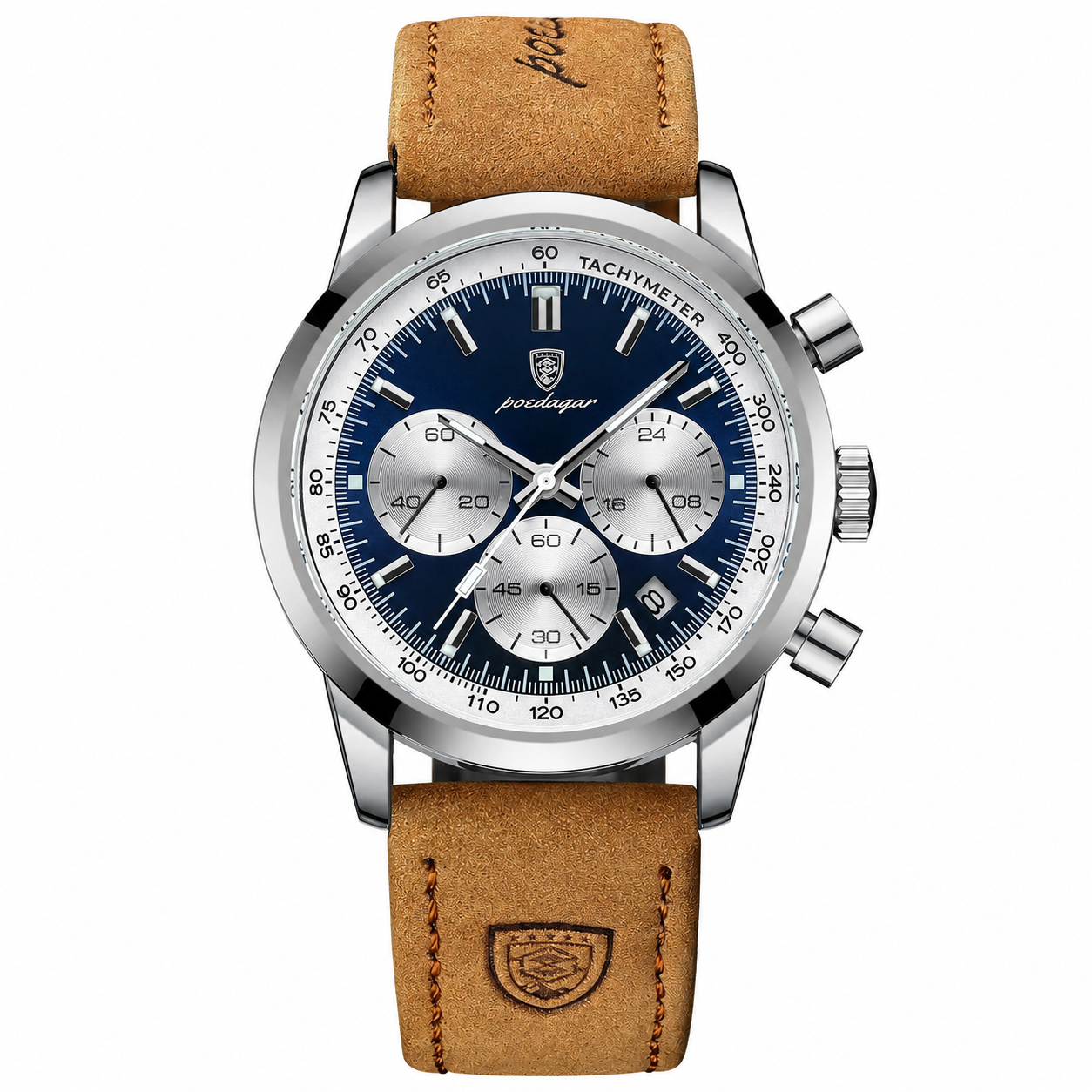 POEDAGAR Military Chrono – Relógio Cronógrafo em Pele
