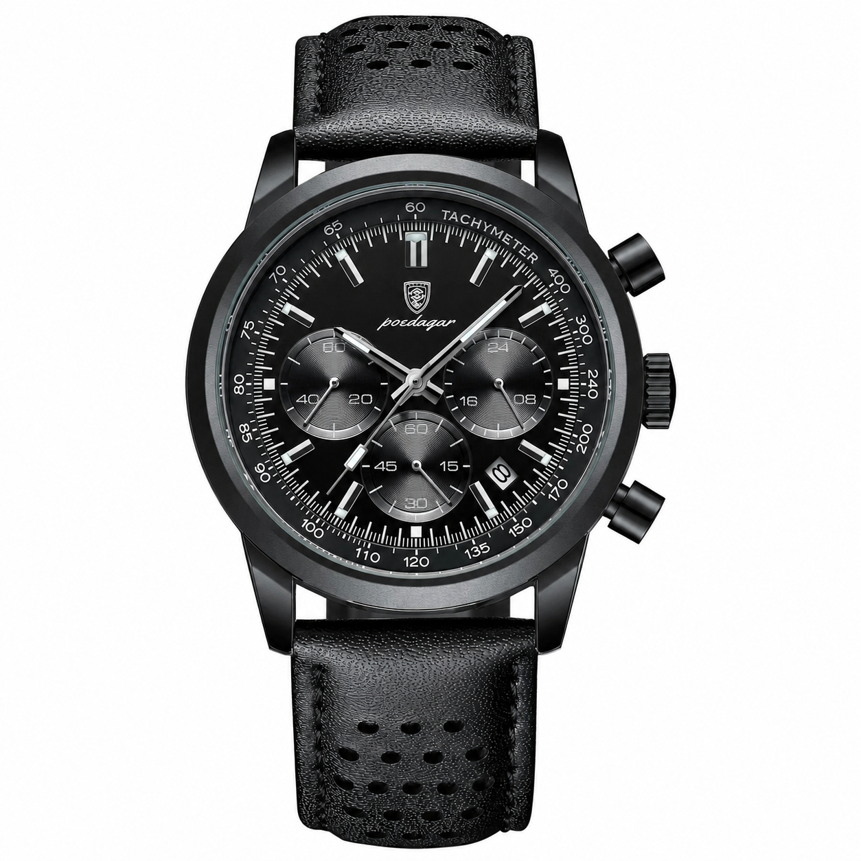 POEDAGAR Military Chrono – Relógio Cronógrafo em Pele