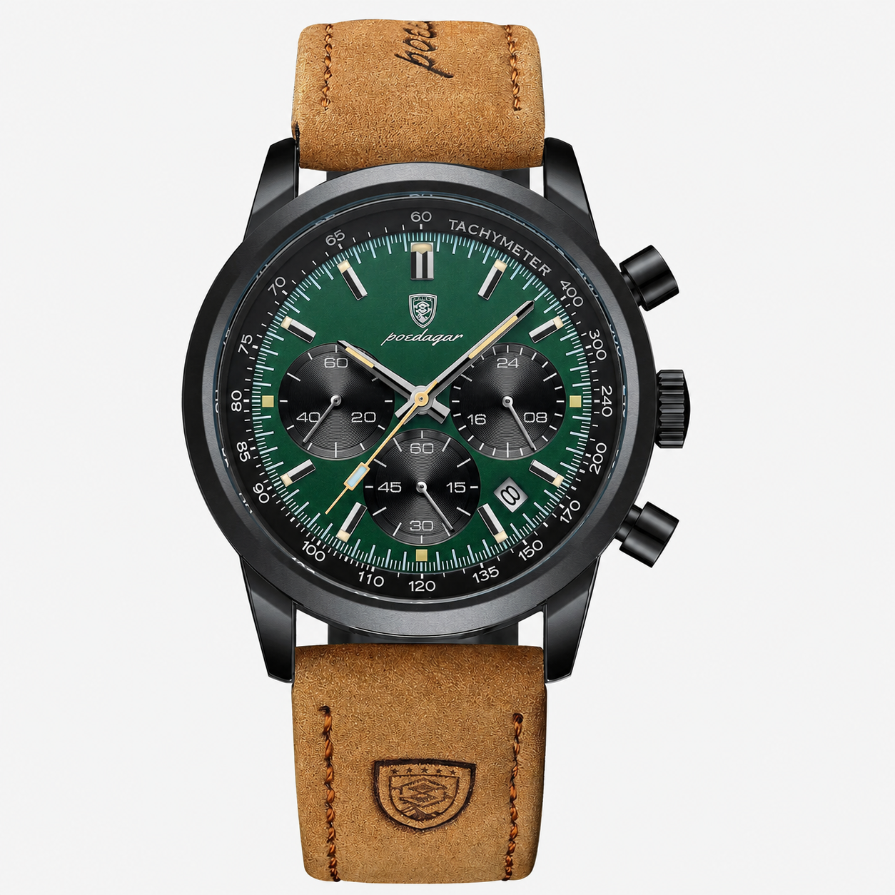 POEDAGAR Military Chrono – Relógio Cronógrafo em Pele