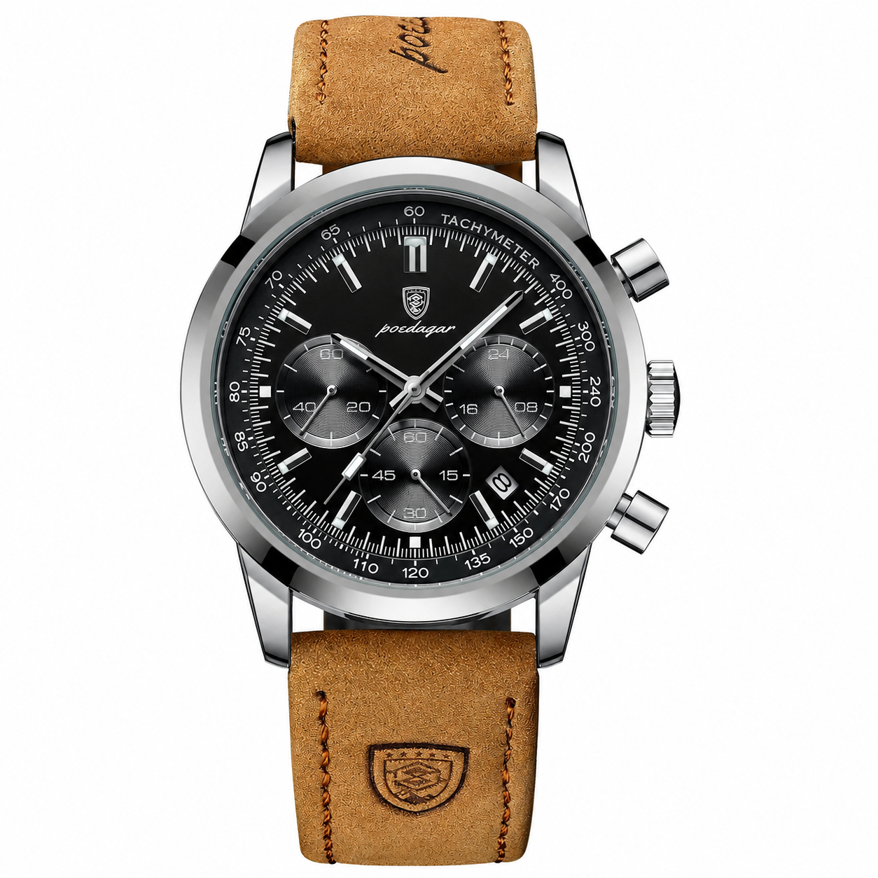 POEDAGAR Military Chrono – Relógio Cronógrafo em Pele
