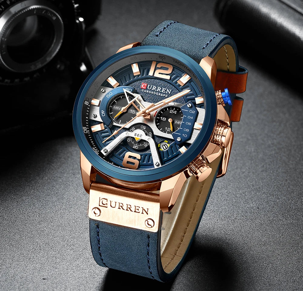 CURREN Military Chrono – Relógio Cronógrafo em Pele