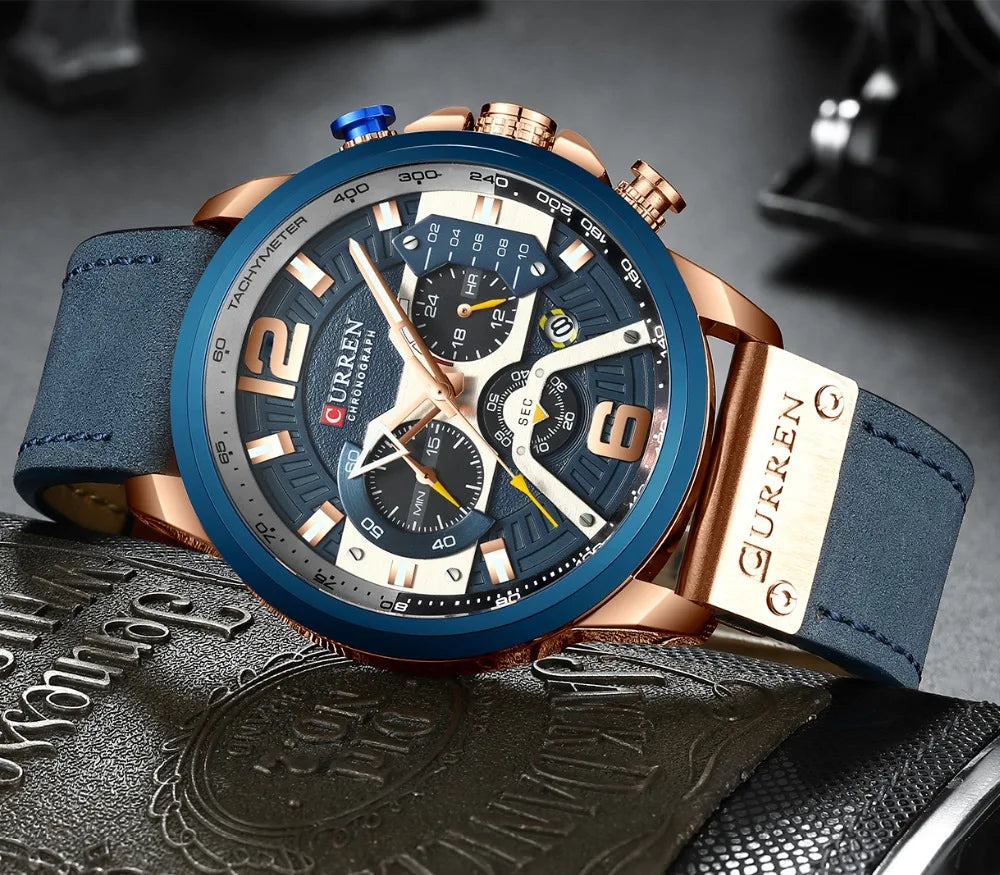 CURREN Military Chrono – Relógio Cronógrafo em Pele