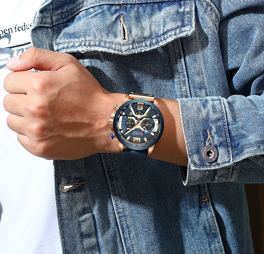 CURREN Military Chrono – Relógio Cronógrafo em Pele