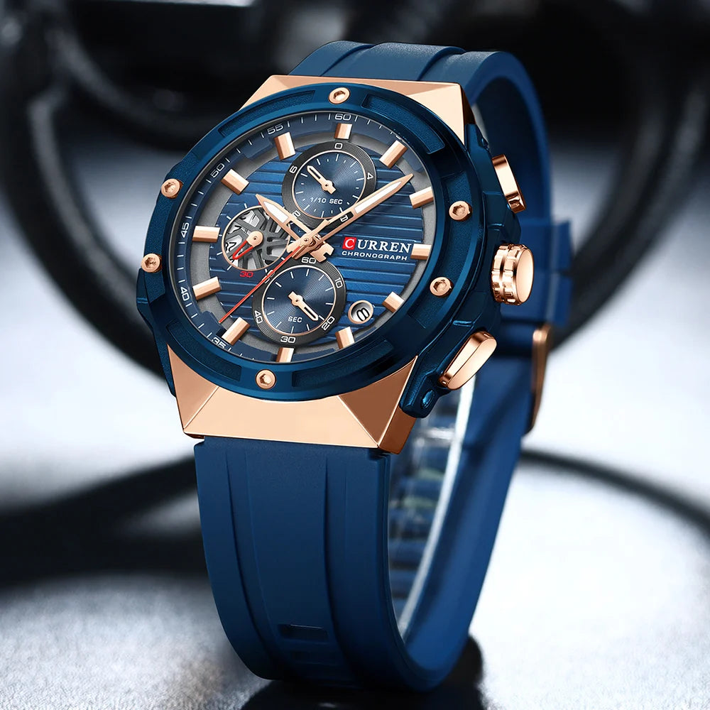CURREN Sport Chrono – Relógio Cronógrafo em Silicone