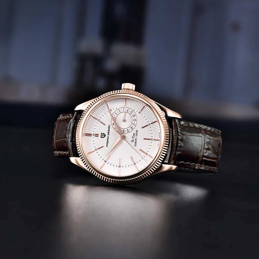 Relógio Quartz PAGANI DESIGN PD-1689 em Pele e Safira