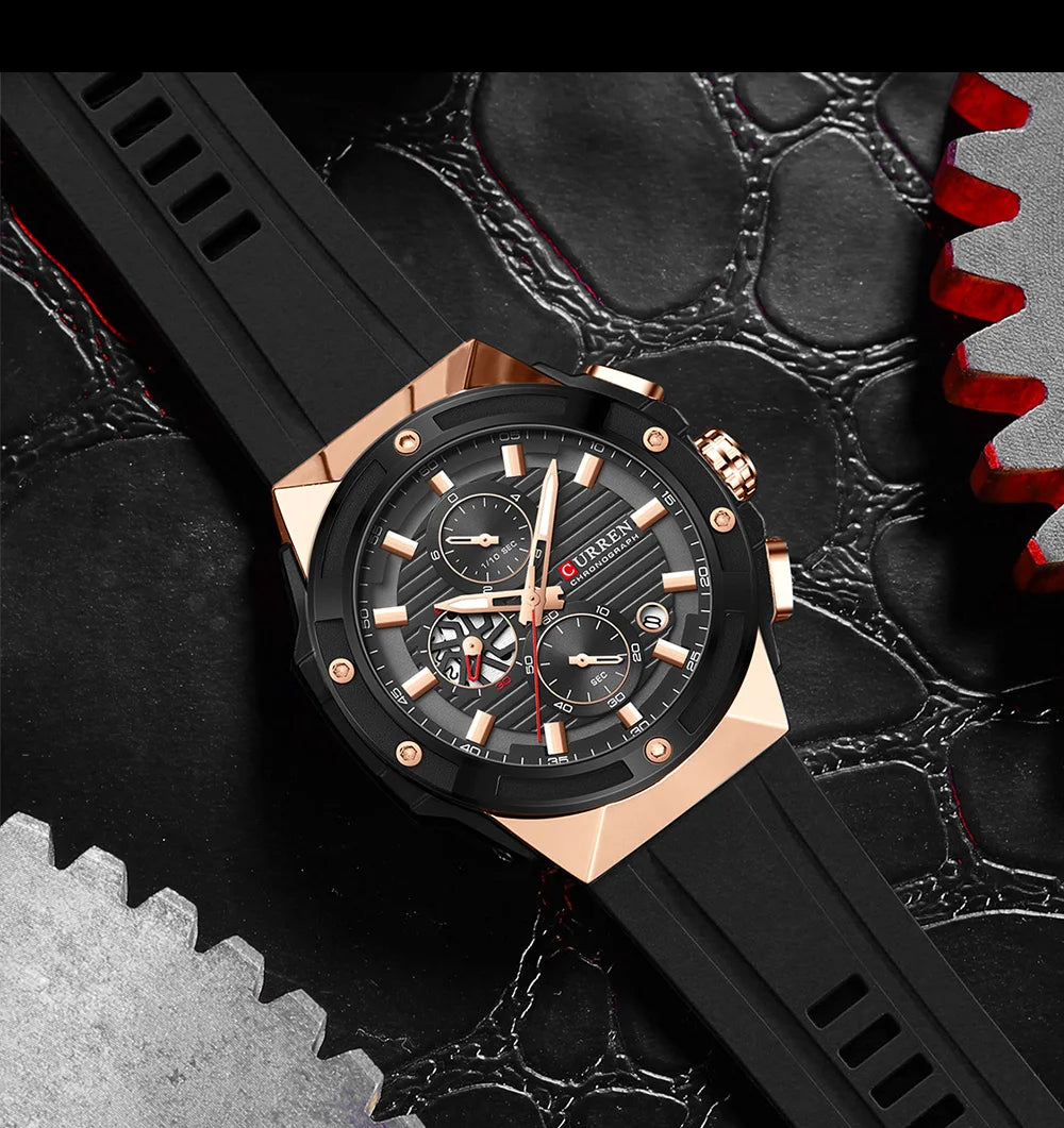 CURREN Sport Chrono – Relógio Cronógrafo em Silicone
