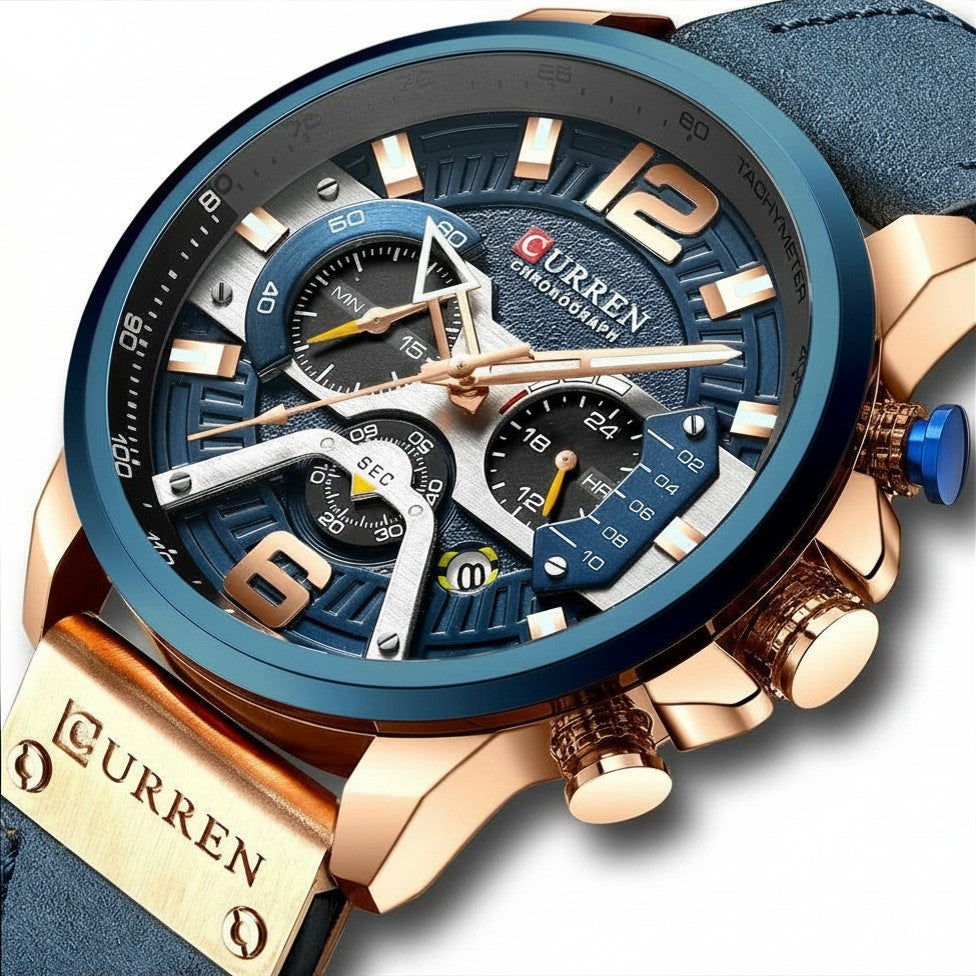 CURREN Military Chrono – Relógio Cronógrafo em Pele