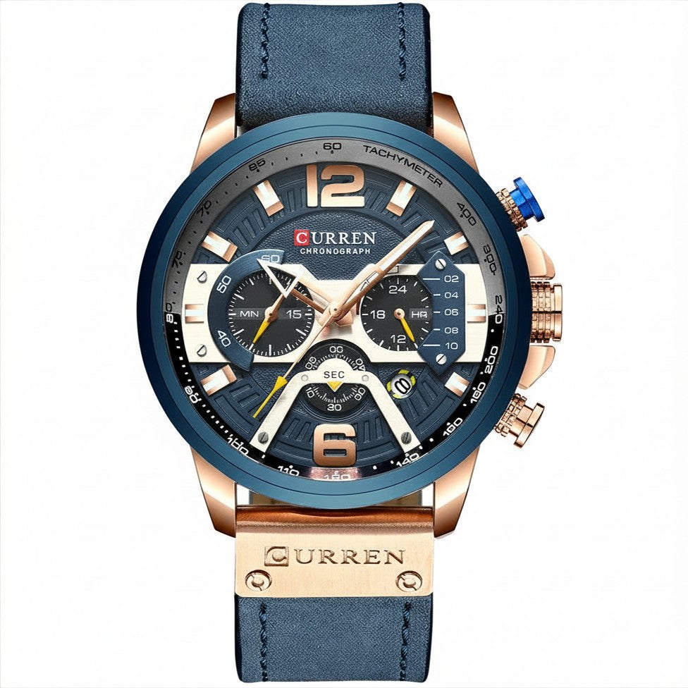 CURREN Military Chrono – Relógio Cronógrafo em Pele